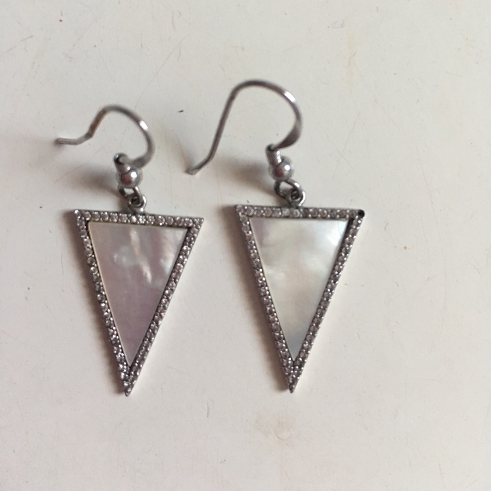 triangle mother of pearl sterling silver earrings